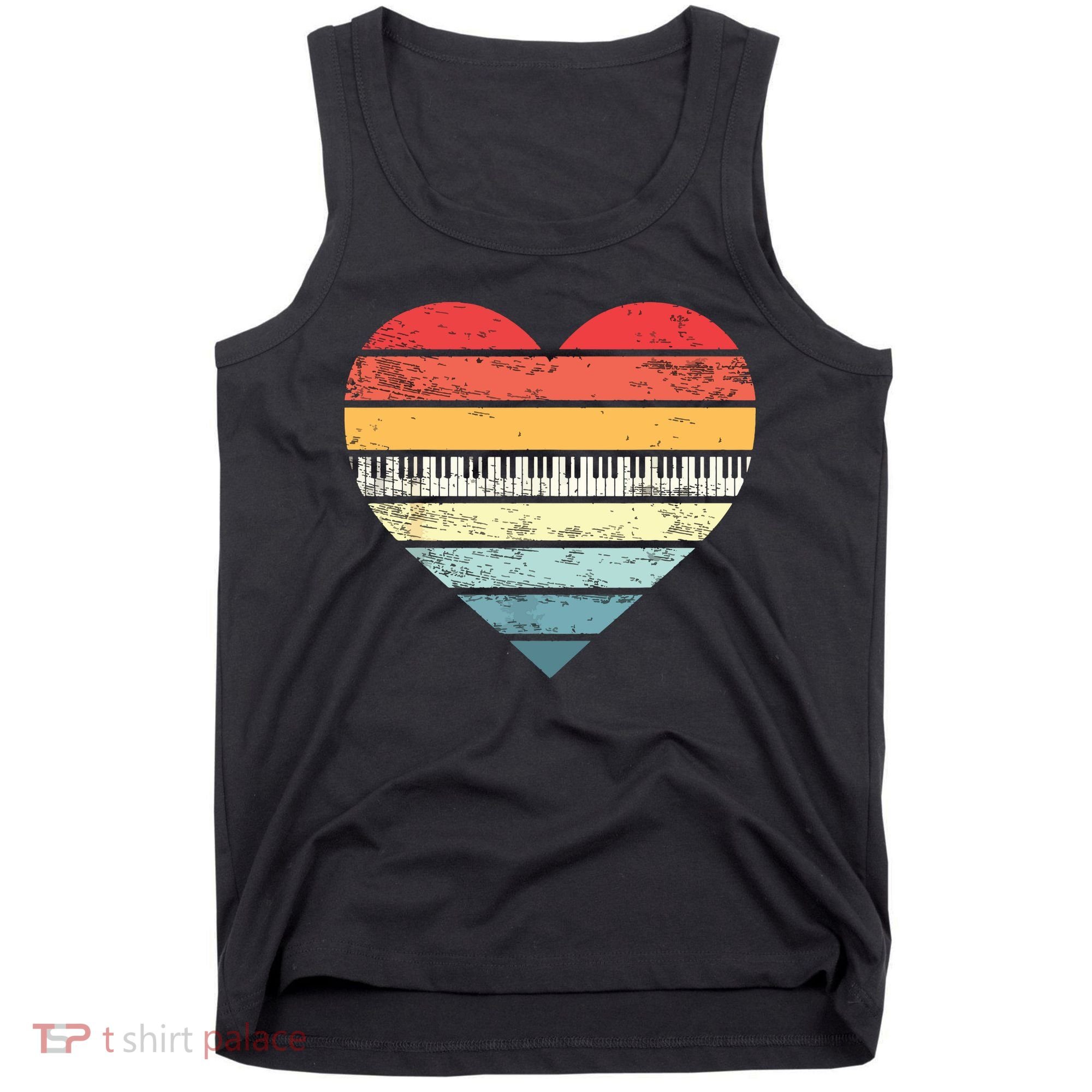 Pianist Gifts Retro Sunset Piano Keyboard Player Teacher Tank Top