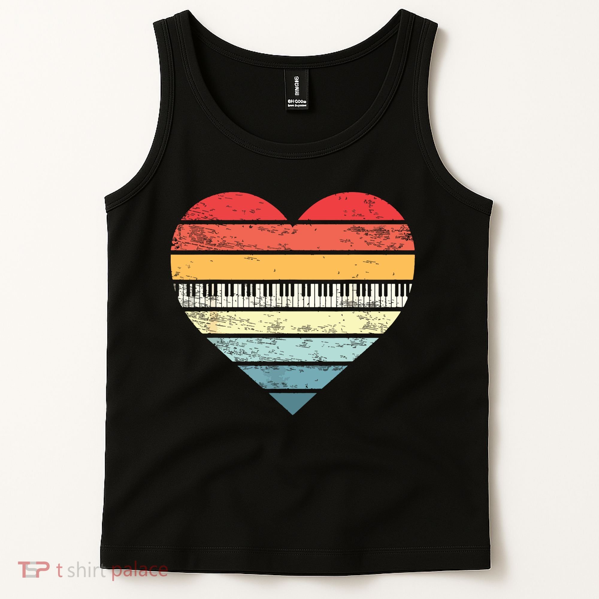 Pianist Gifts Retro Sunset Piano Keyboard Player Teacher Tank Top