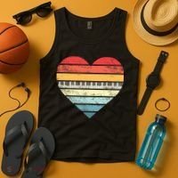 Pianist Gifts Retro Sunset Piano Keyboard Player Teacher Tank Top thumb 4