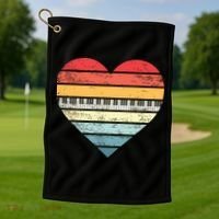 Pianist Gifts Retro Sunset Piano Keyboard Player Teacher Golf Towel thumb 1