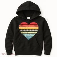 Pianist Gifts Retro Sunset Piano Keyboard Player Teacher Kids Hoodie thumb 0