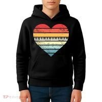 Pianist Gifts Retro Sunset Piano Keyboard Player Teacher Kids Hoodie thumb 4