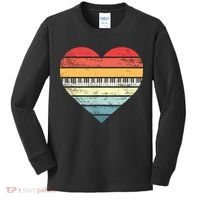 Pianist Gifts Retro Sunset Piano Keyboard Player Teacher Kids Long Sleeve Shirt thumb 0