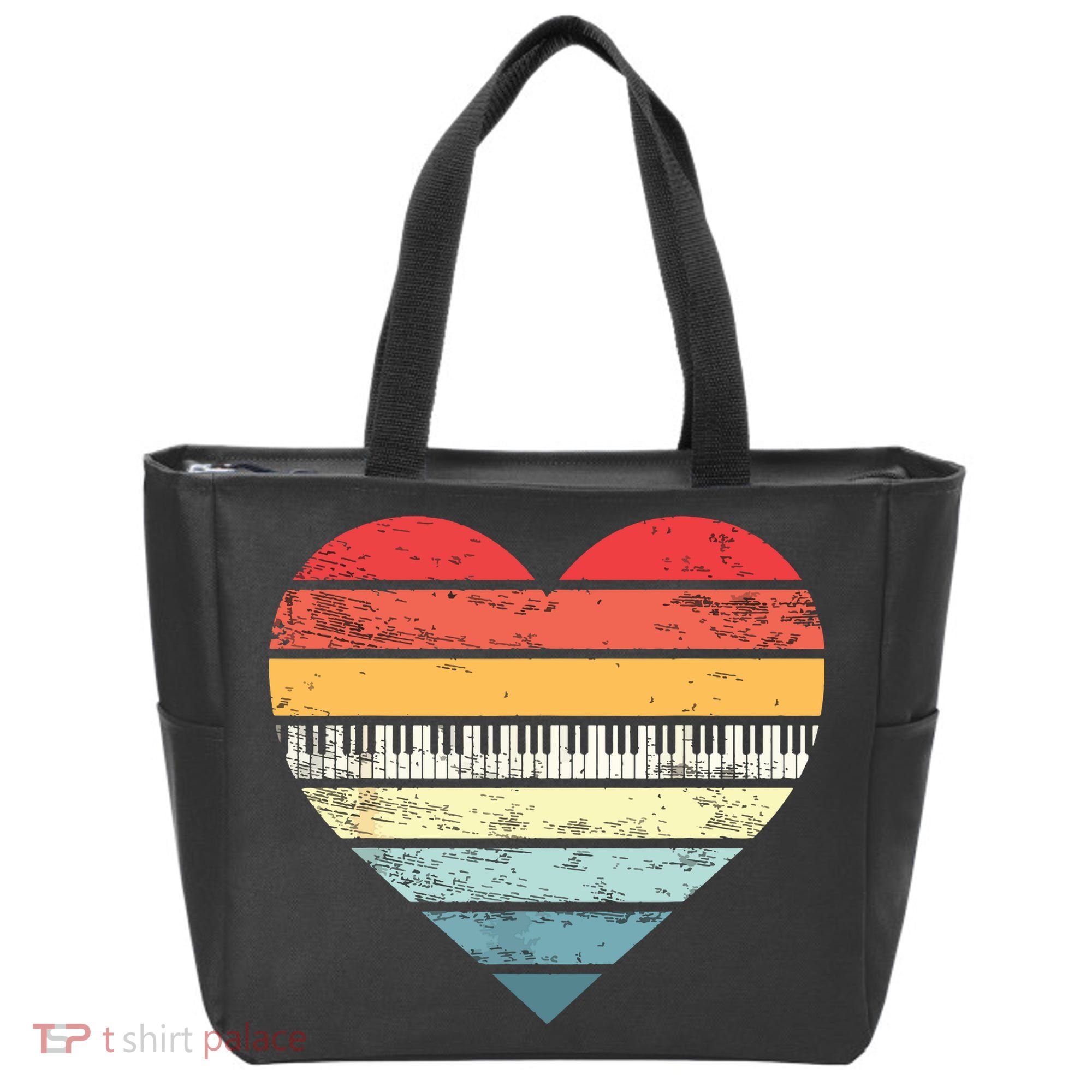 Pianist Gifts Retro Sunset Piano Keyboard Player Teacher Tote Bag