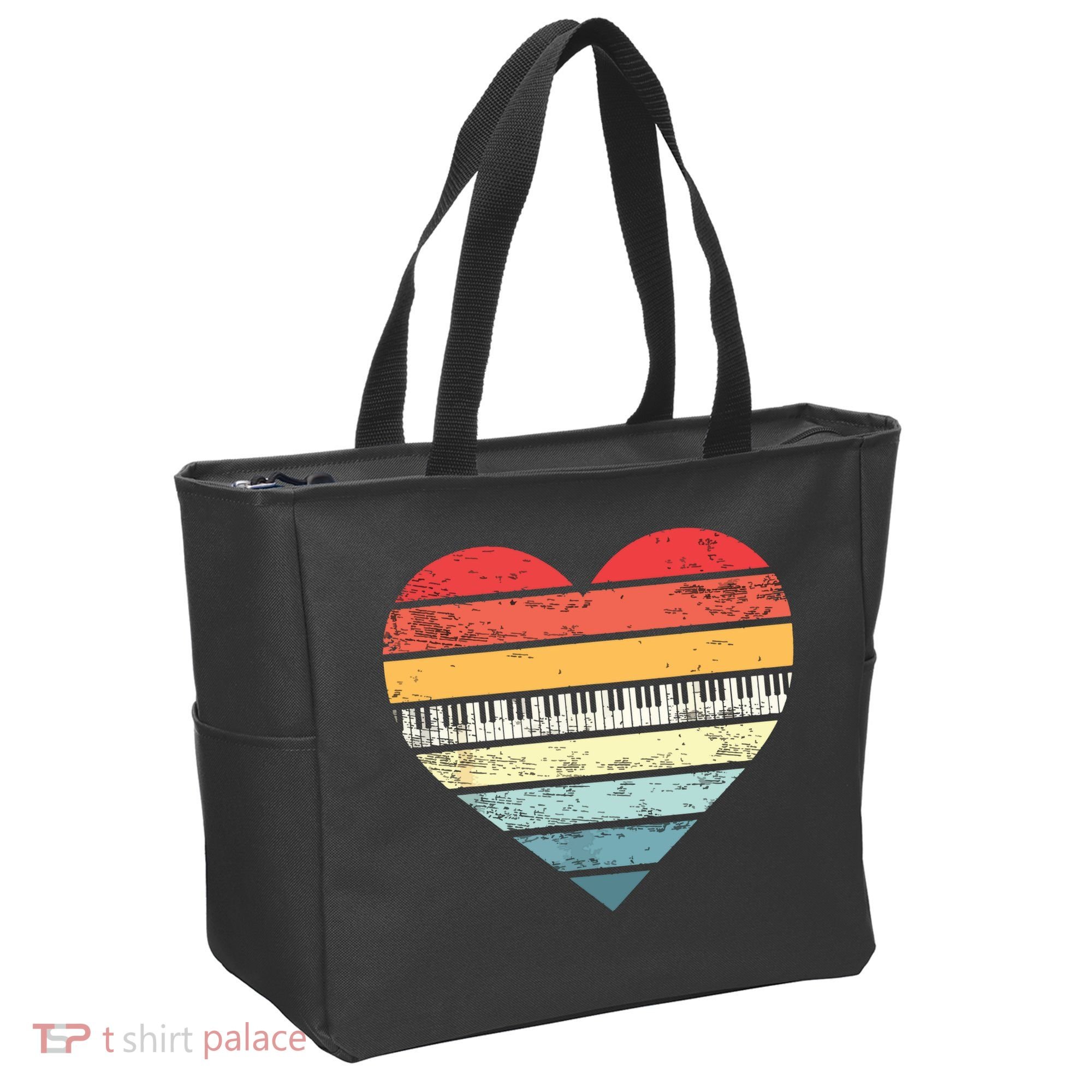 Pianist Gifts Retro Sunset Piano Keyboard Player Teacher Tote Bag