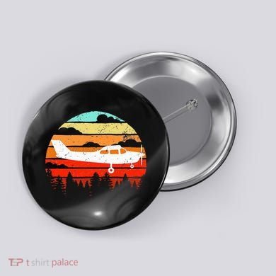 Pilot Gift Retro C172 Aircraft Flying Aviation Button