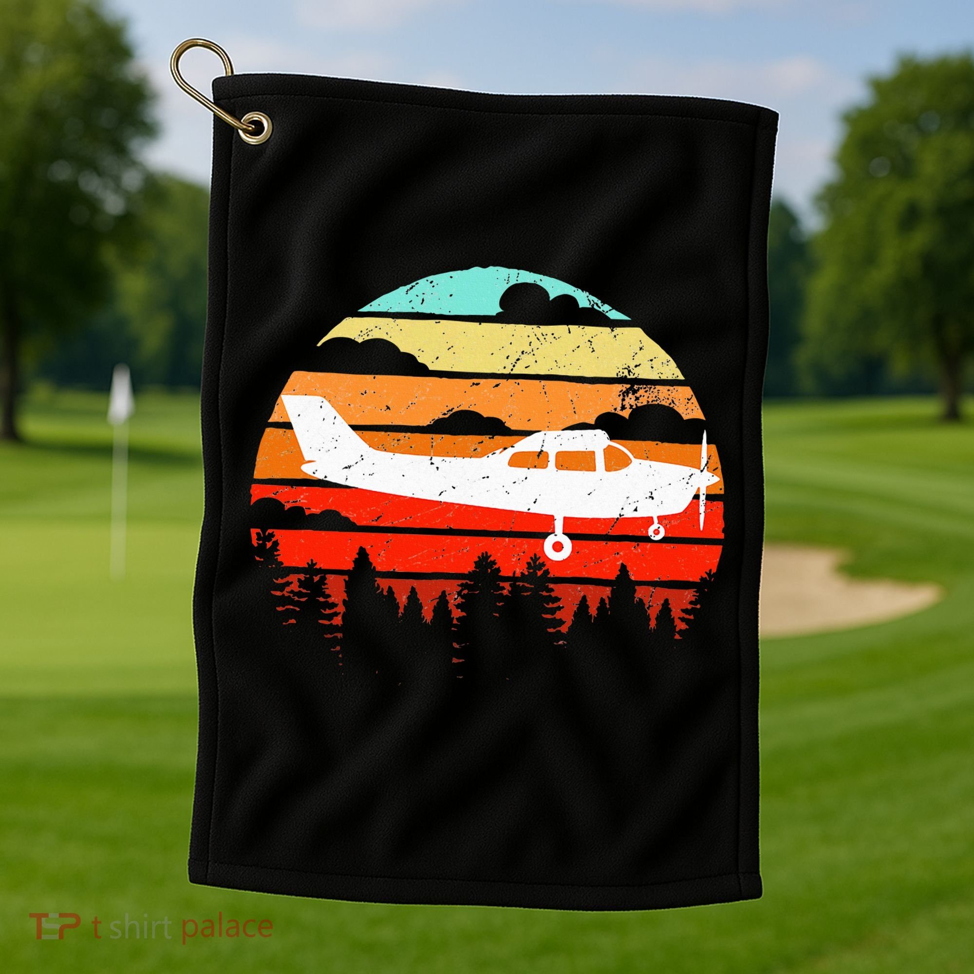 Pilot Gift Retro C172 Aircraft Flying Aviation Golf Towel