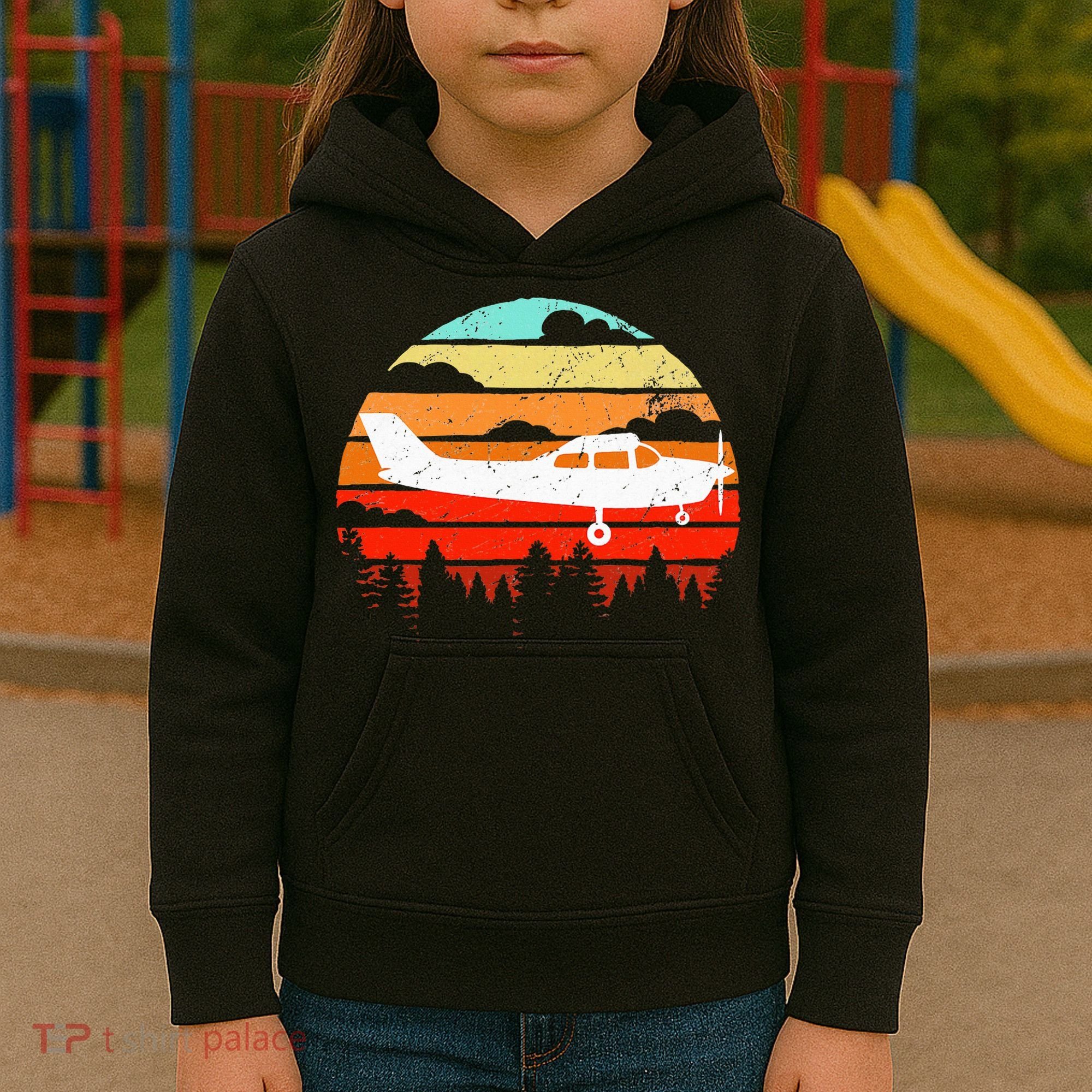 Pilot Gift Retro C172 Aircraft Flying Aviation Kids Hoodie