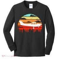 Pilot Gift Retro C172 Aircraft Flying Aviation Kids Long Sleeve Shirt thumb 0