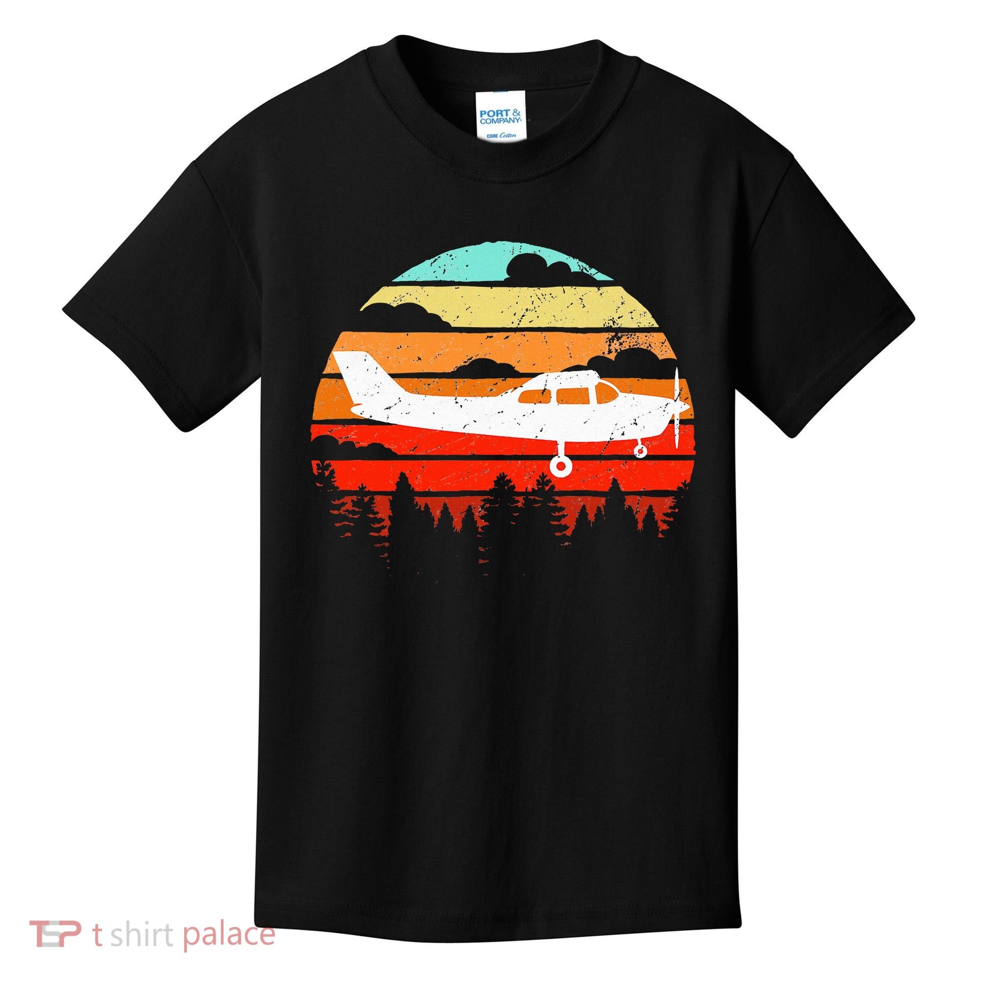 Pilot Gift Retro C172 Aircraft Flying Aviation Kids T-Shirt