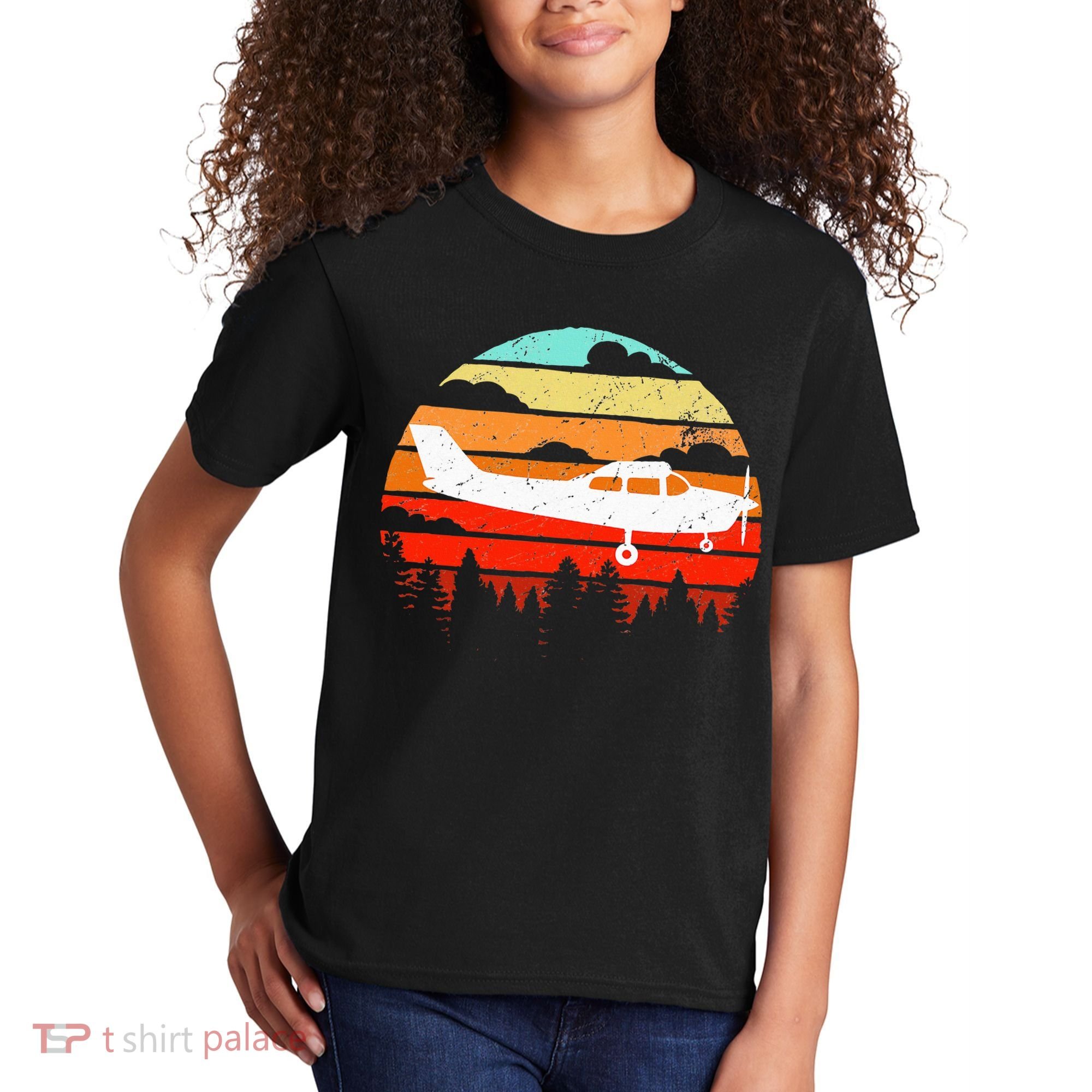 Pilot Gift Retro C172 Aircraft Flying Aviation Kids T-Shirt