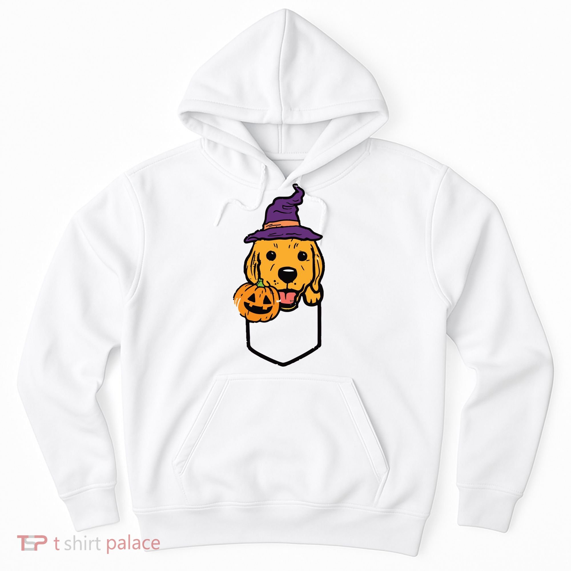Pocket Golden Retriever Witch Halloween Dog Women Hoodie