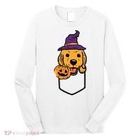 Pocket Golden Retriever Witch Halloween Dog Women Long Sleeve Shirt thumb 0