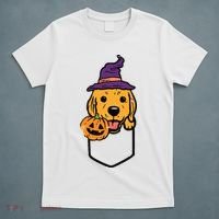 Pocket Golden Retriever Witch Halloween Dog Women T-Shirt thumb 5