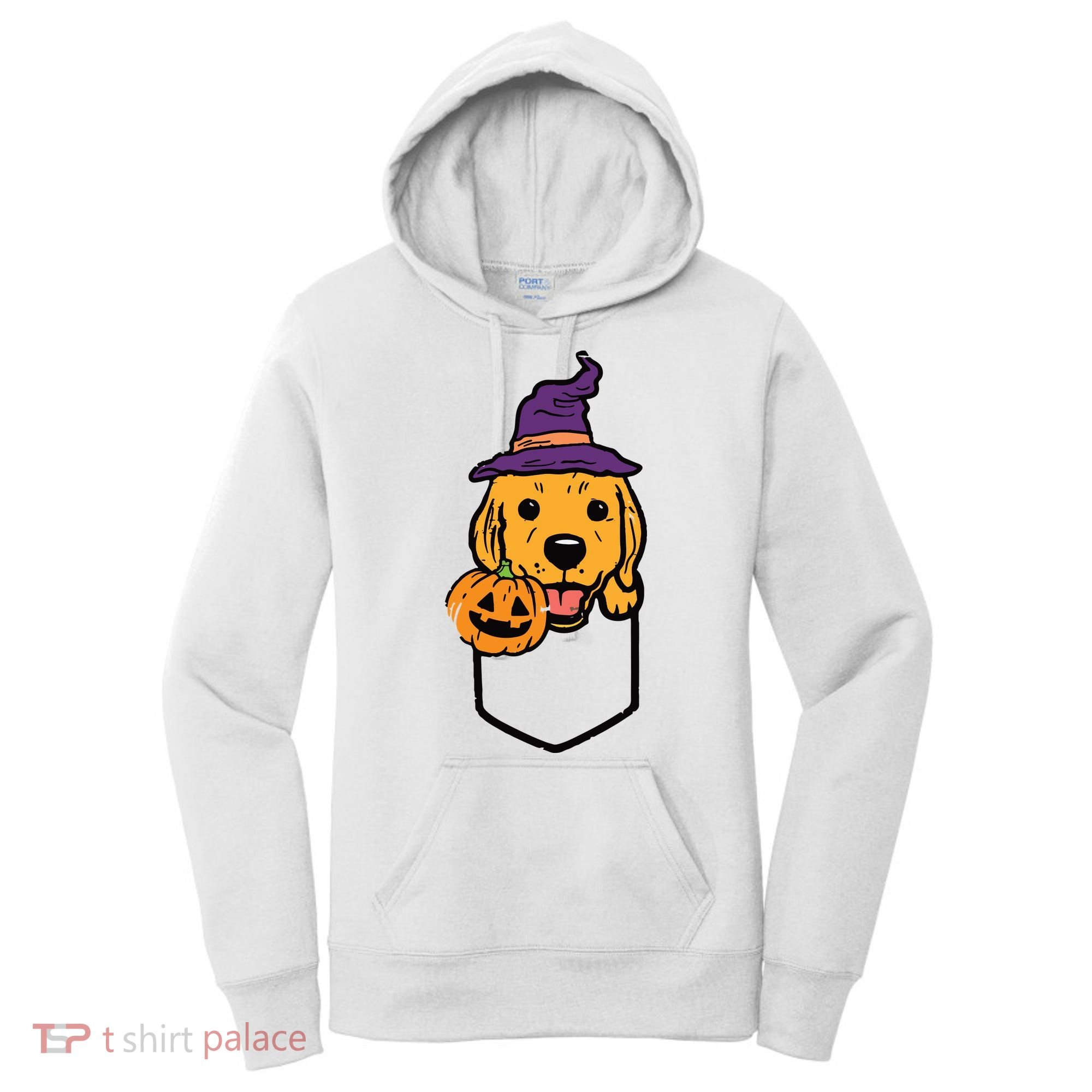 Pocket Golden Retriever Witch Halloween Dog Women Women's Hoodie