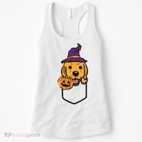 Pocket Golden Retriever Witch Halloween Dog Women Women's Tank Top thumb 0