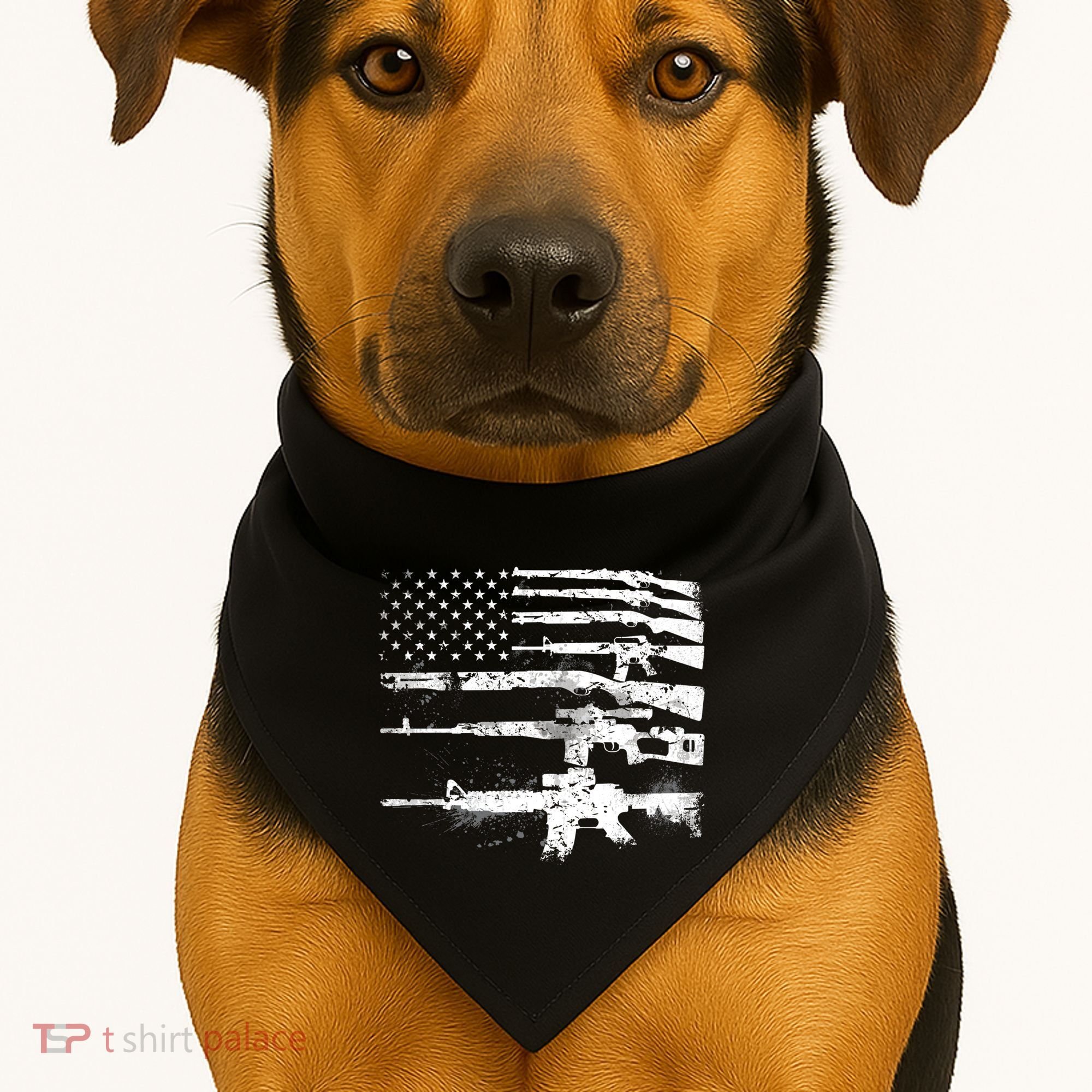 Patriotic Gun Rights 2nd Adt Ar15 American Flag Great Gift Meaningful Gift USA-Made Doggie Bandana