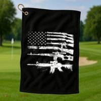 Patriotic Gun Rights 2nd Adt Ar15 American Flag Great Gift Meaningful Gift Golf Towel thumb 1