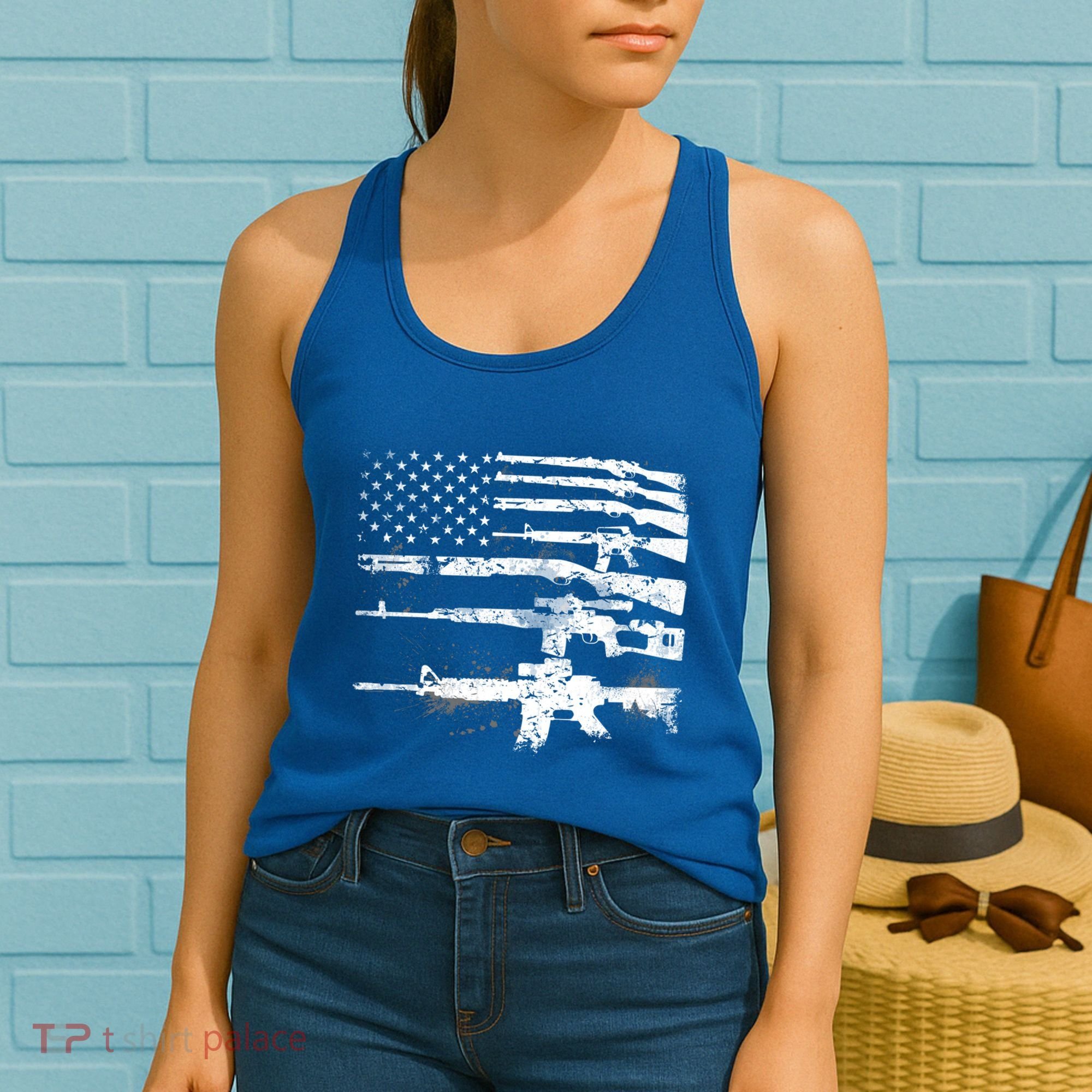 Patriotic Gun Rights 2nd Adt Ar15 American Flag Great Gift Meaningful Gift Women's Tank Top
