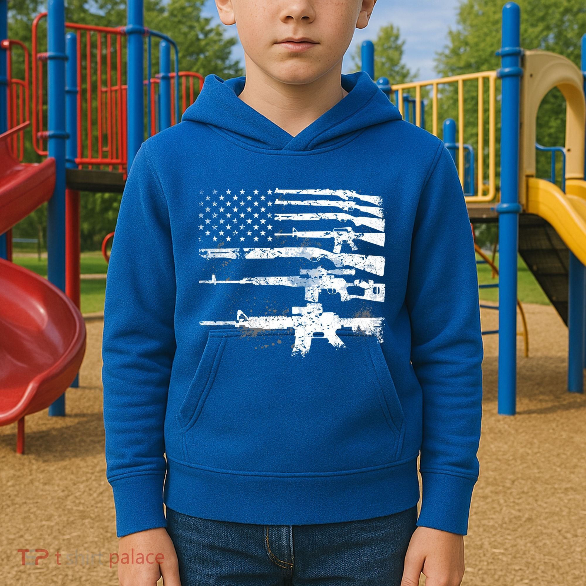 Patriotic Gun Rights 2nd Adt Ar15 American Flag Great Gift Meaningful Gift Kids Hoodie