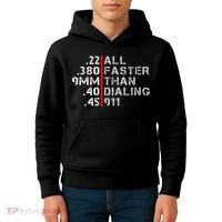 Pro Gun Rights Shirt Faster Than Dialing 911 Gun Lovers Kids Hoodie thumb 4