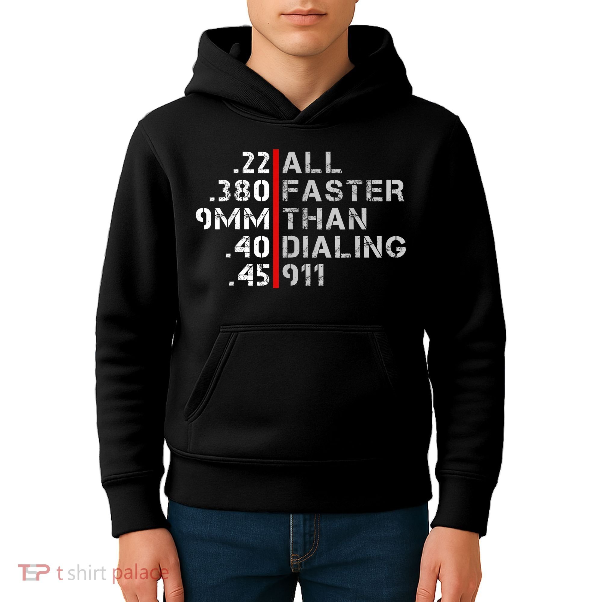Pro Gun Rights Shirt Faster Than Dialing 911 Gun Lovers Kids Hoodie
