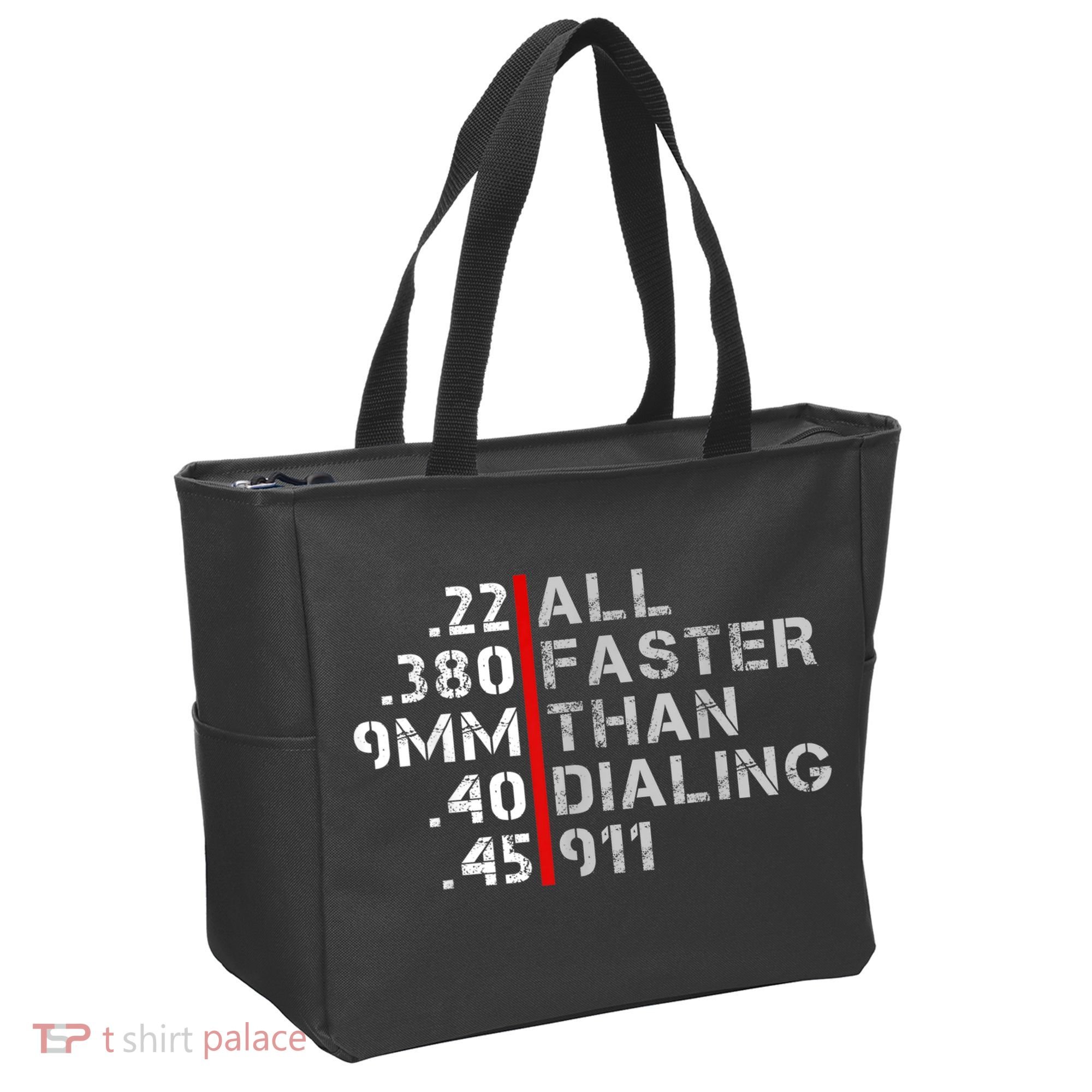 Pro Gun Rights Shirt Faster Than Dialing 911 Gun Lovers Tote Bag