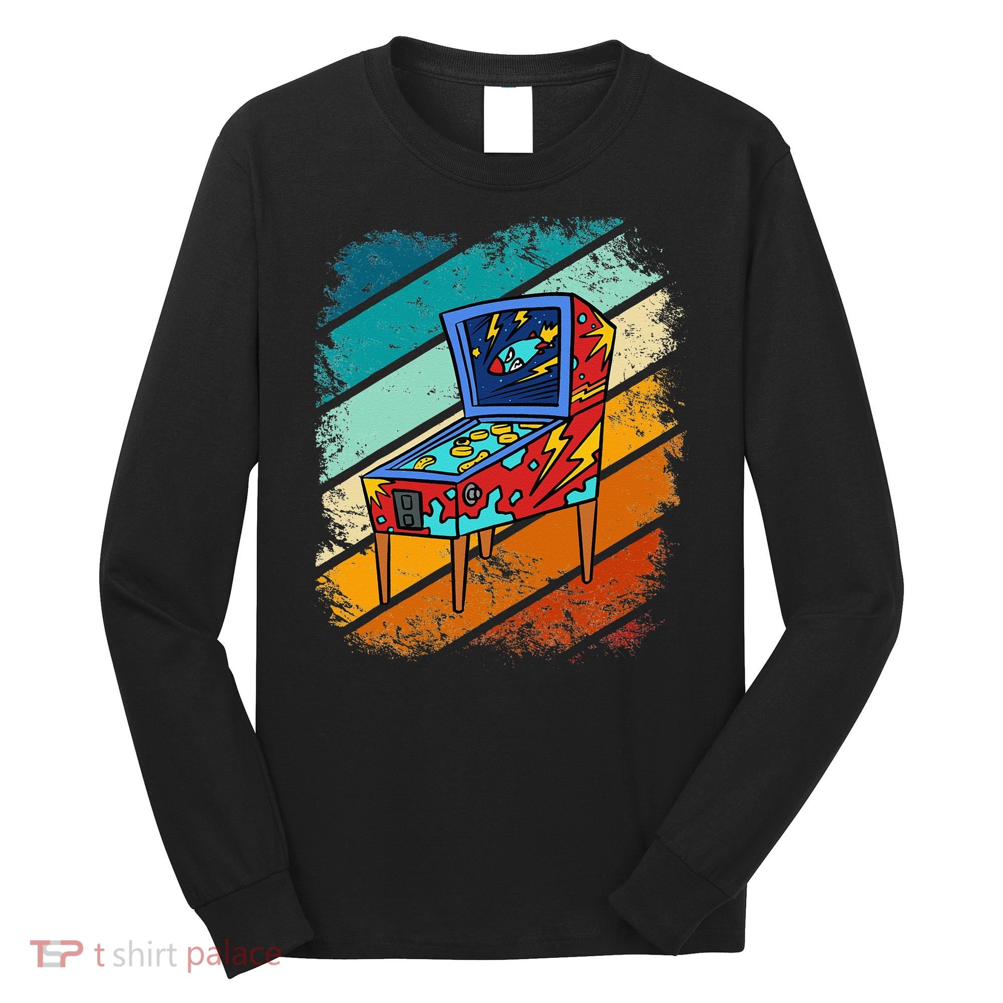 Pinball Gamer Retro Classic Arcade Machine Pin Ball Long Sleeve Shirt