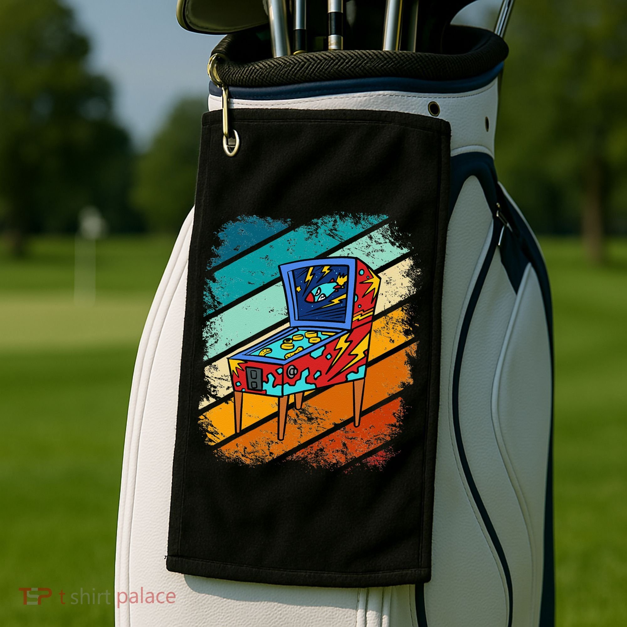 Pinball Gamer Retro Classic Arcade Machine Pin Ball Golf Towel