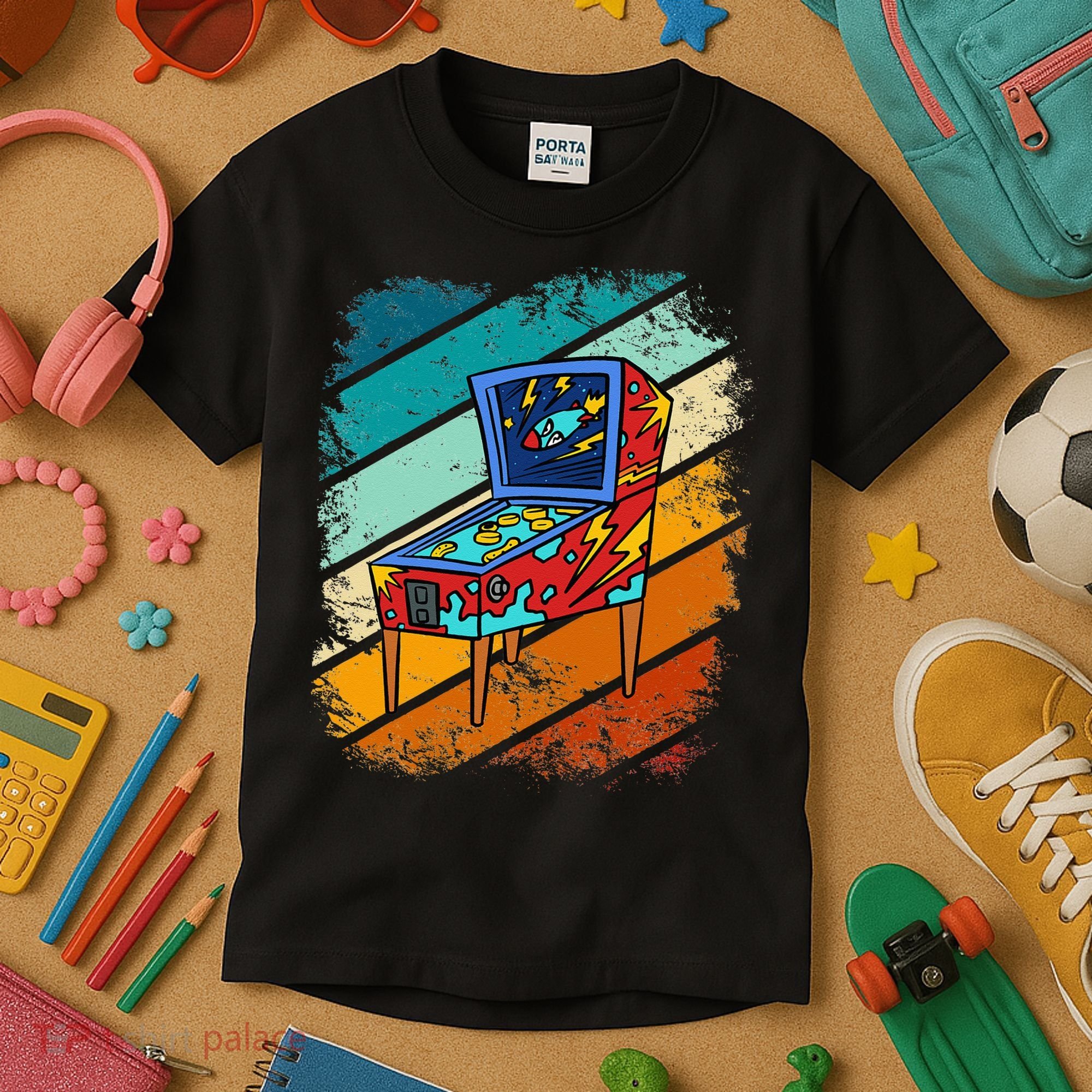 Pinball Gamer Retro Classic Arcade Machine Pin Ball Kids T-Shirt