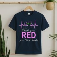 Pink Goes Red For Heart Health T-Shirt thumb 2