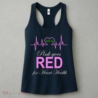 Pink Goes Red For Heart Health Women's Tank Top thumb 3