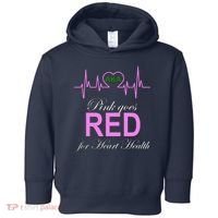 Pink Goes Red For Heart Health Toddler Hoodie thumb 0