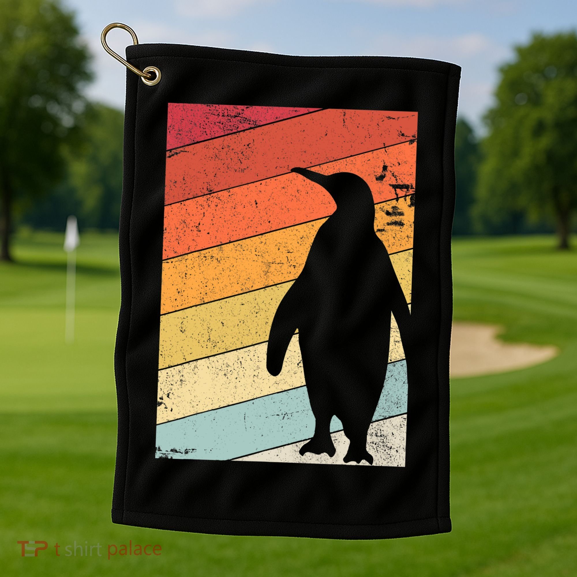 Penguin Gift Retro Style Gift Golf Towel