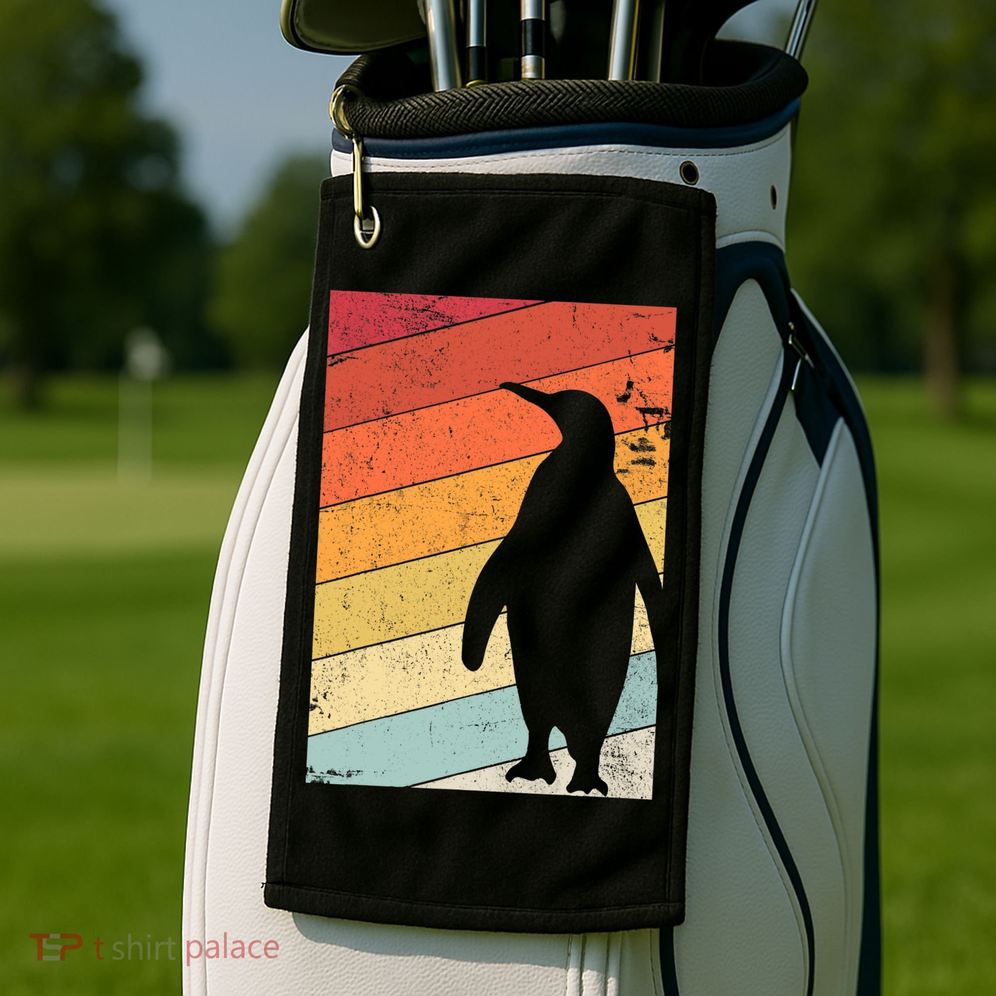 Penguin Gift Retro Style Gift Golf Towel