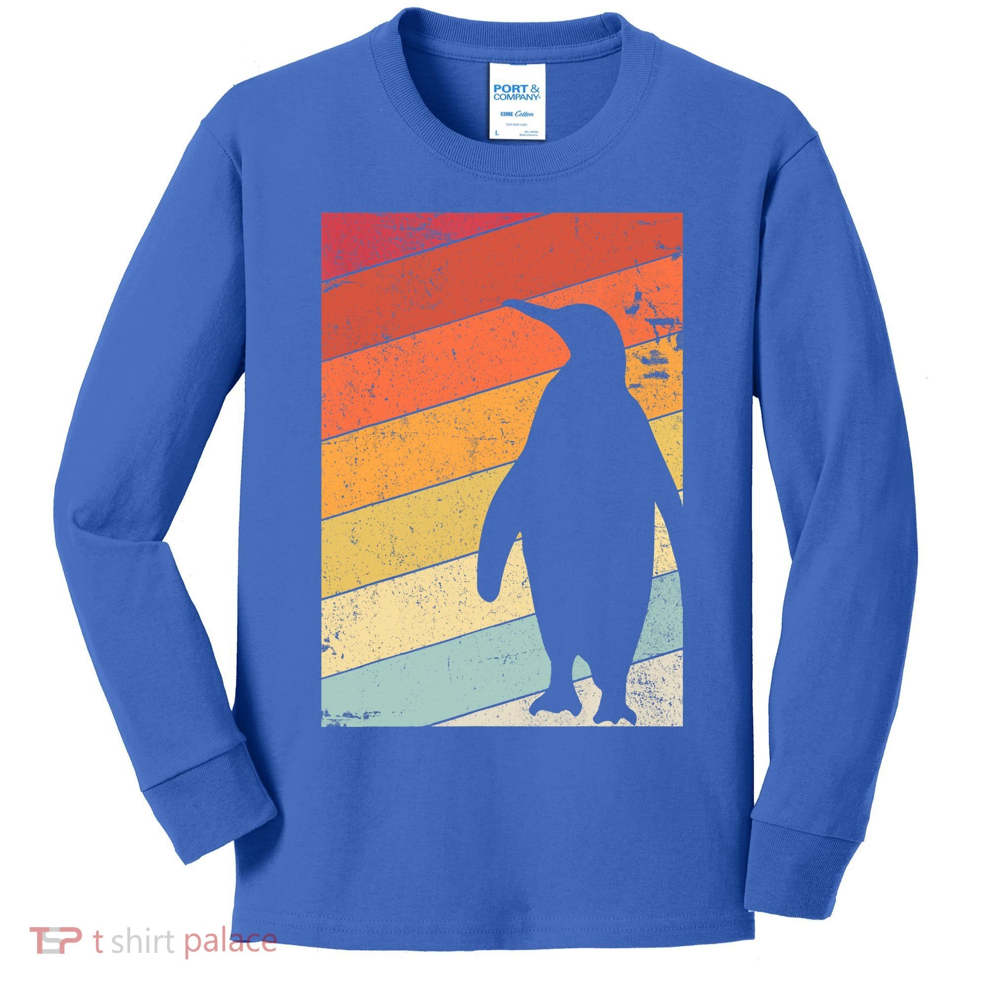 Penguin Gift Retro Style Gift Kids Long Sleeve Shirt