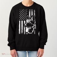 Patriotic German Shepherd AMERICAN FLAG Dog Lover Gift TShirt Women's Sweatshirt thumb 0