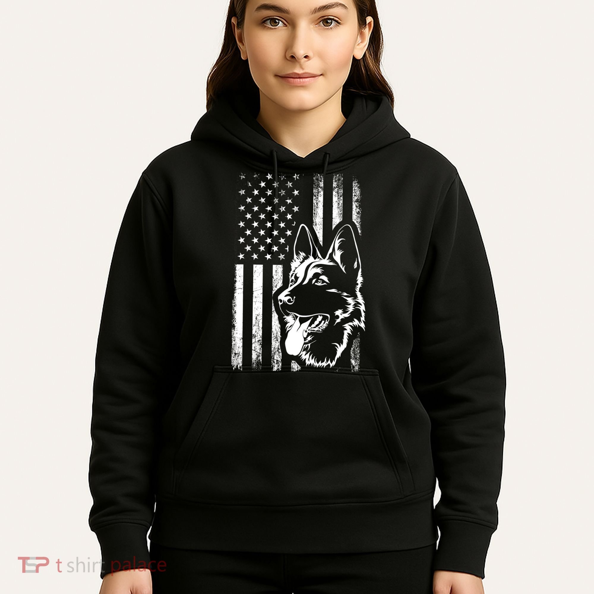 Patriotic German Shepherd AMERICAN FLAG Dog Lover Gift TShirt Hoodie