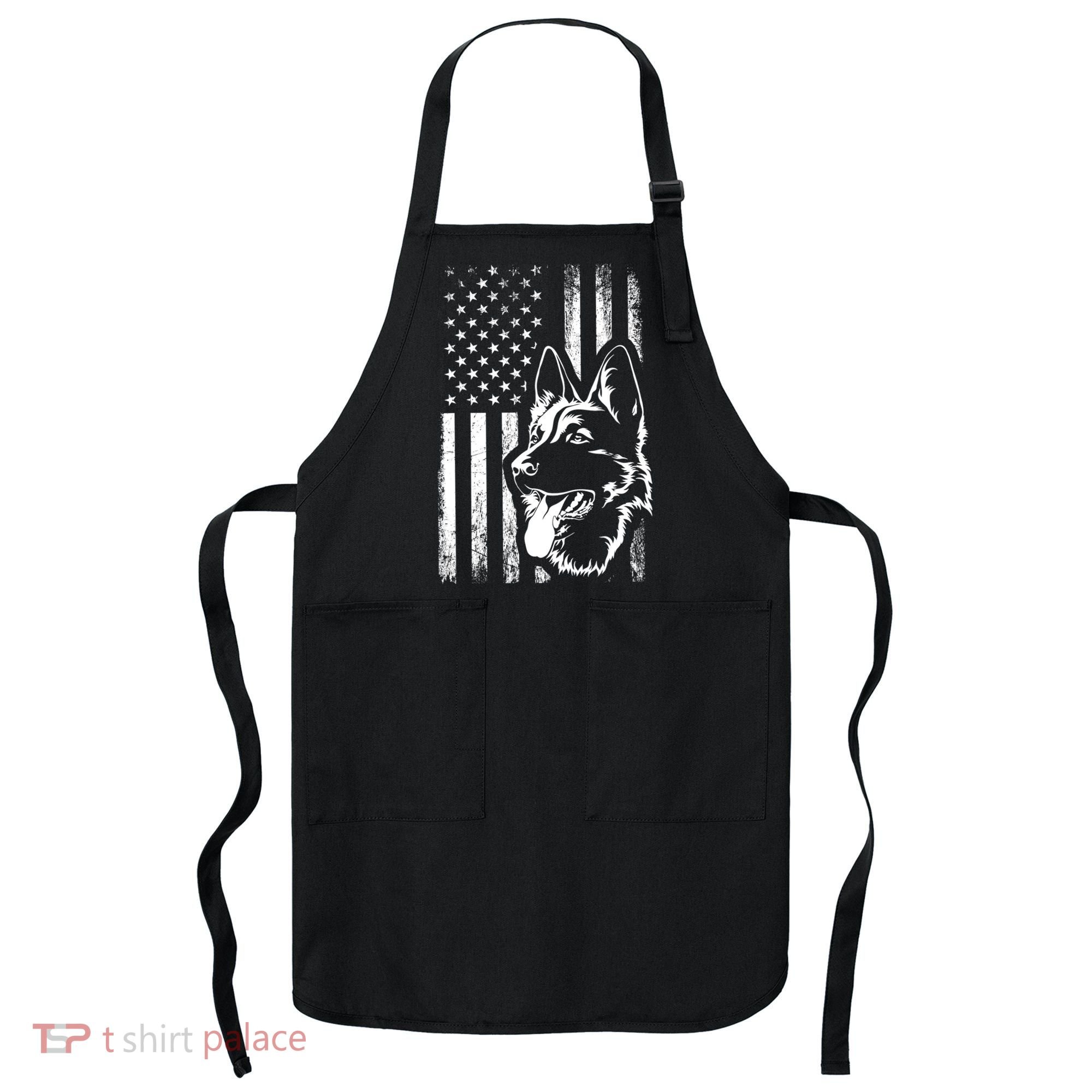 Patriotic German Shepherd AMERICAN FLAG Dog Lover Gift TShirt Apron