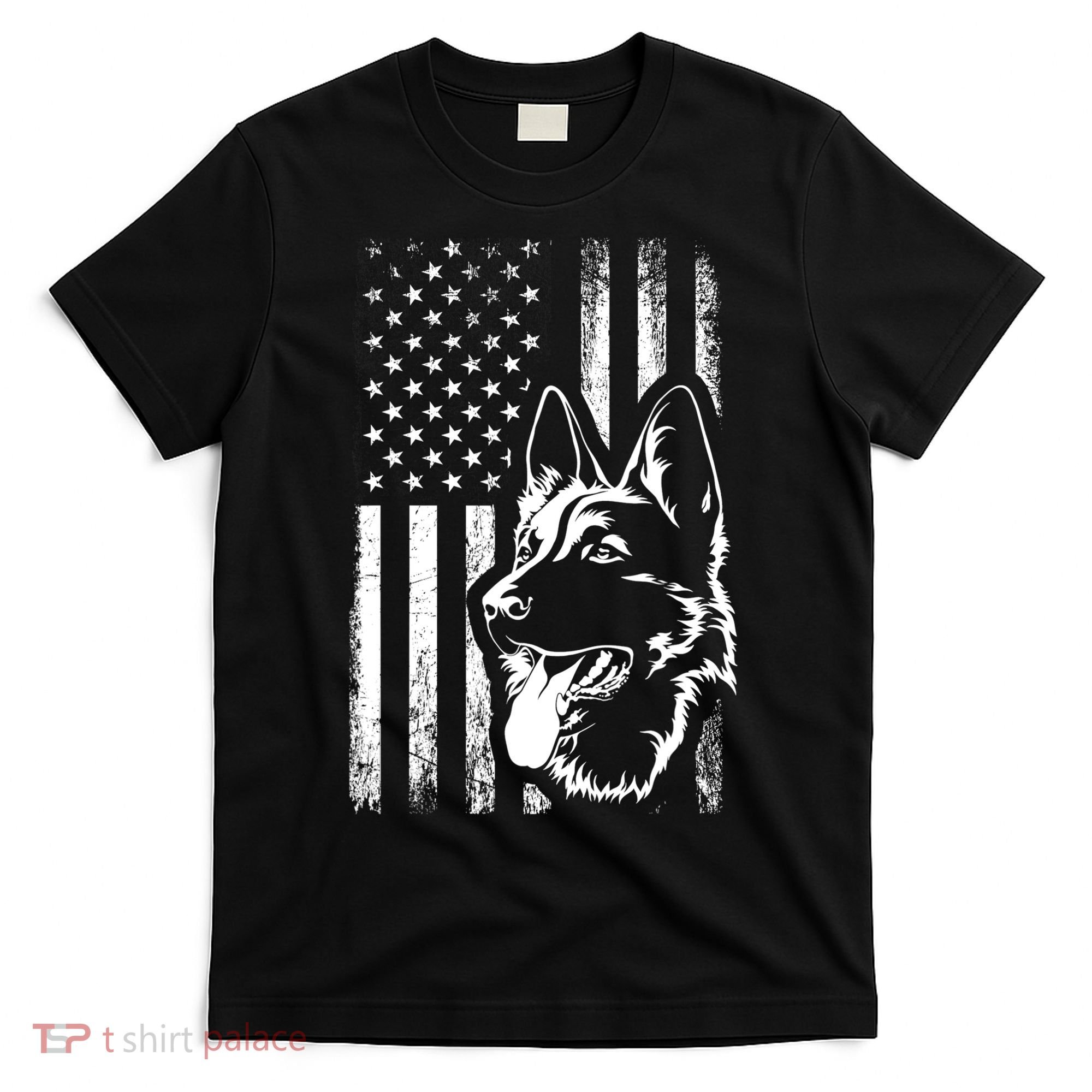 Patriotic German Shepherd AMERICAN FLAG Dog Lover Gift TShirt T-Shirt
