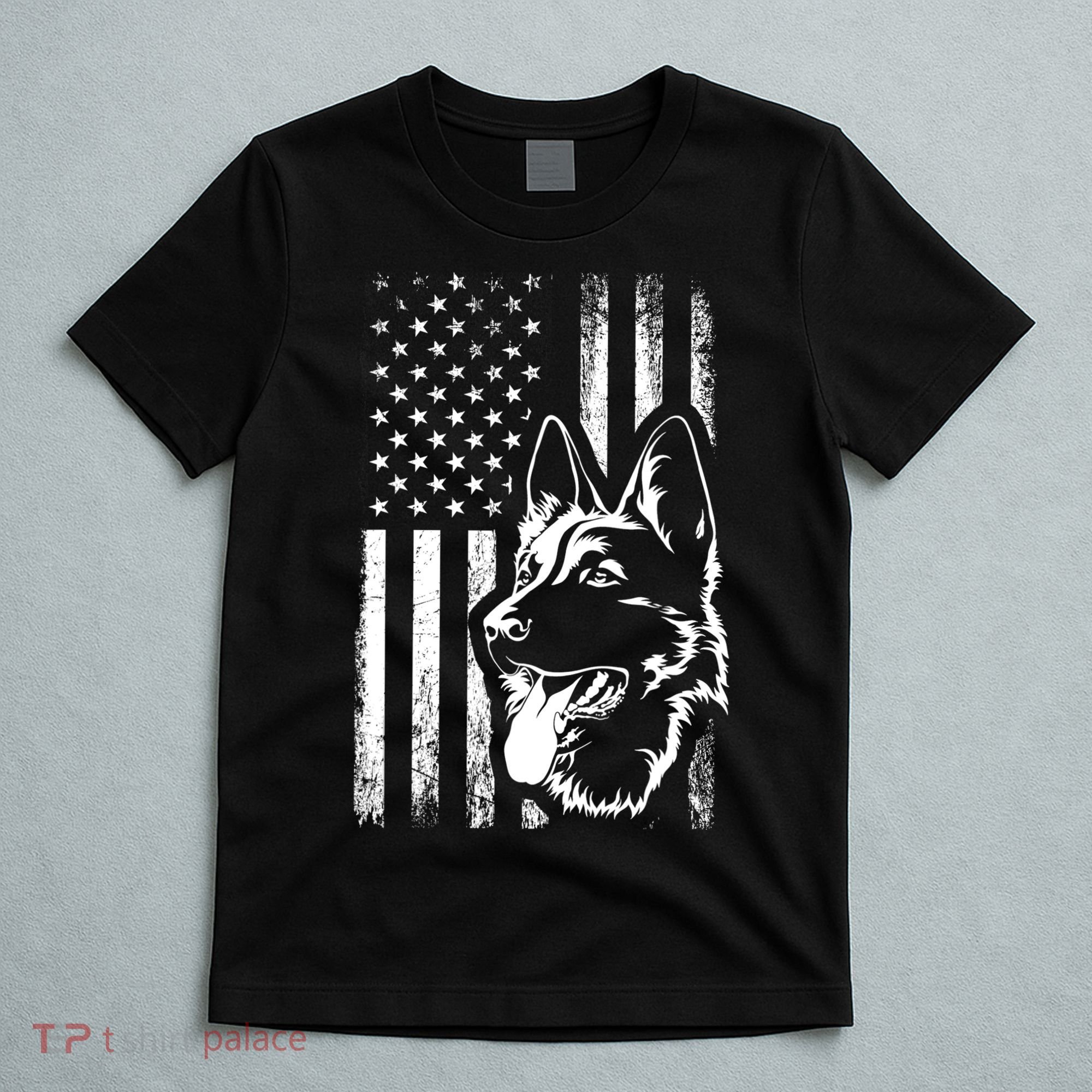 Patriotic German Shepherd AMERICAN FLAG Dog Lover Gift TShirt T-Shirt