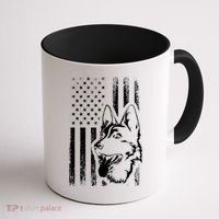 Patriotic German Shepherd AMERICAN FLAG Dog Lover Gift TShirt Coffee Mug thumb 1