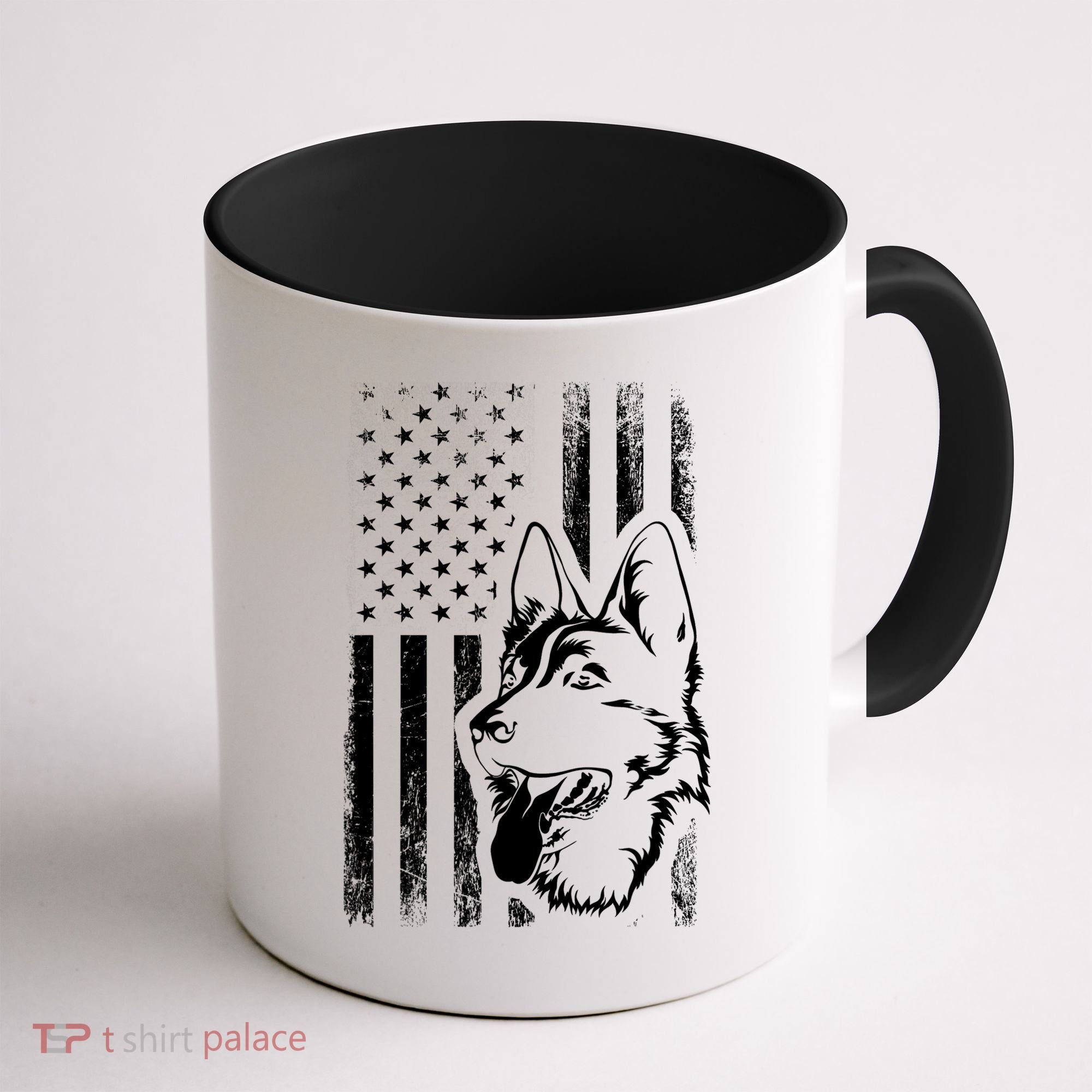 Patriotic German Shepherd AMERICAN FLAG Dog Lover Gift TShirt Coffee Mug