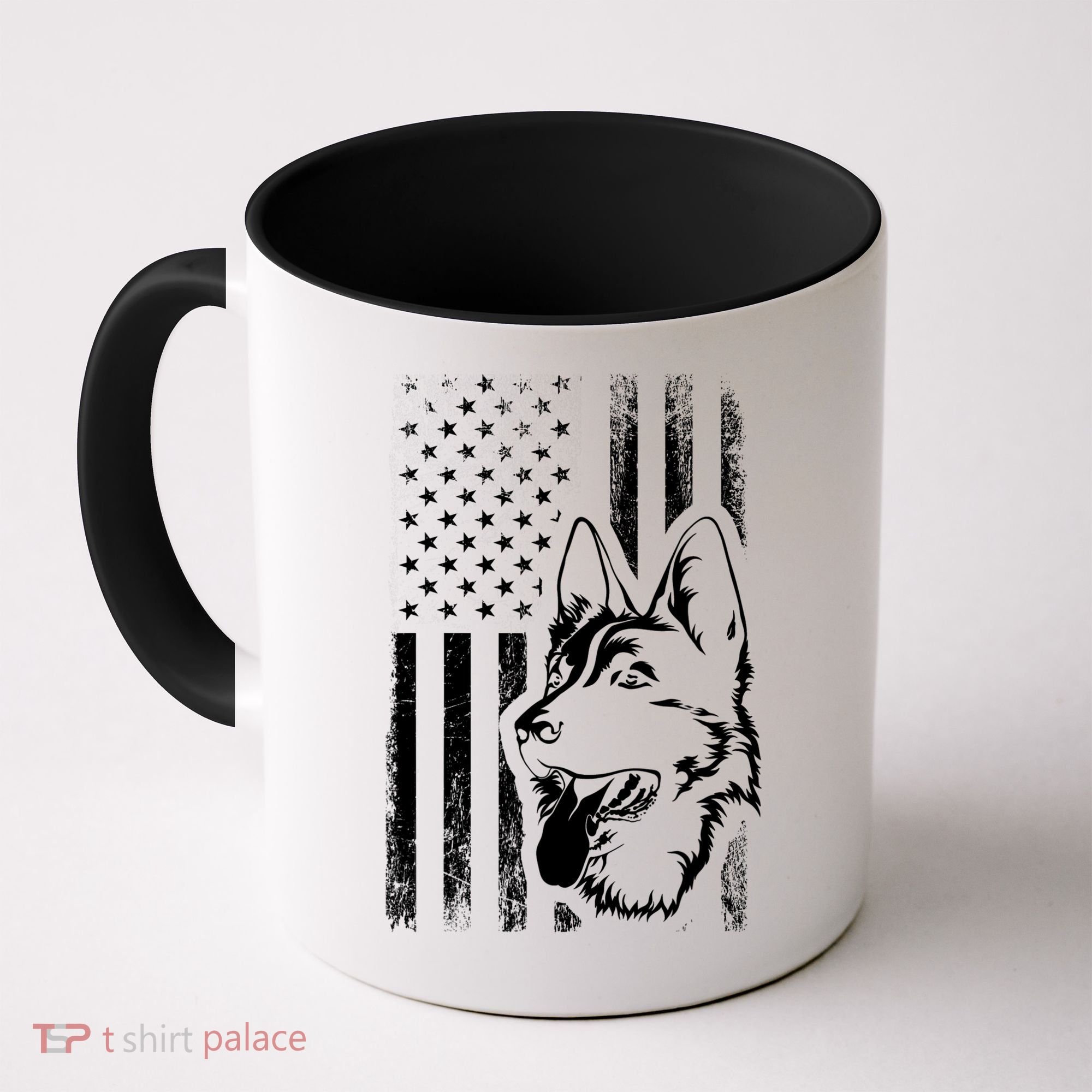 Patriotic German Shepherd AMERICAN FLAG Dog Lover Gift TShirt Coffee Mug