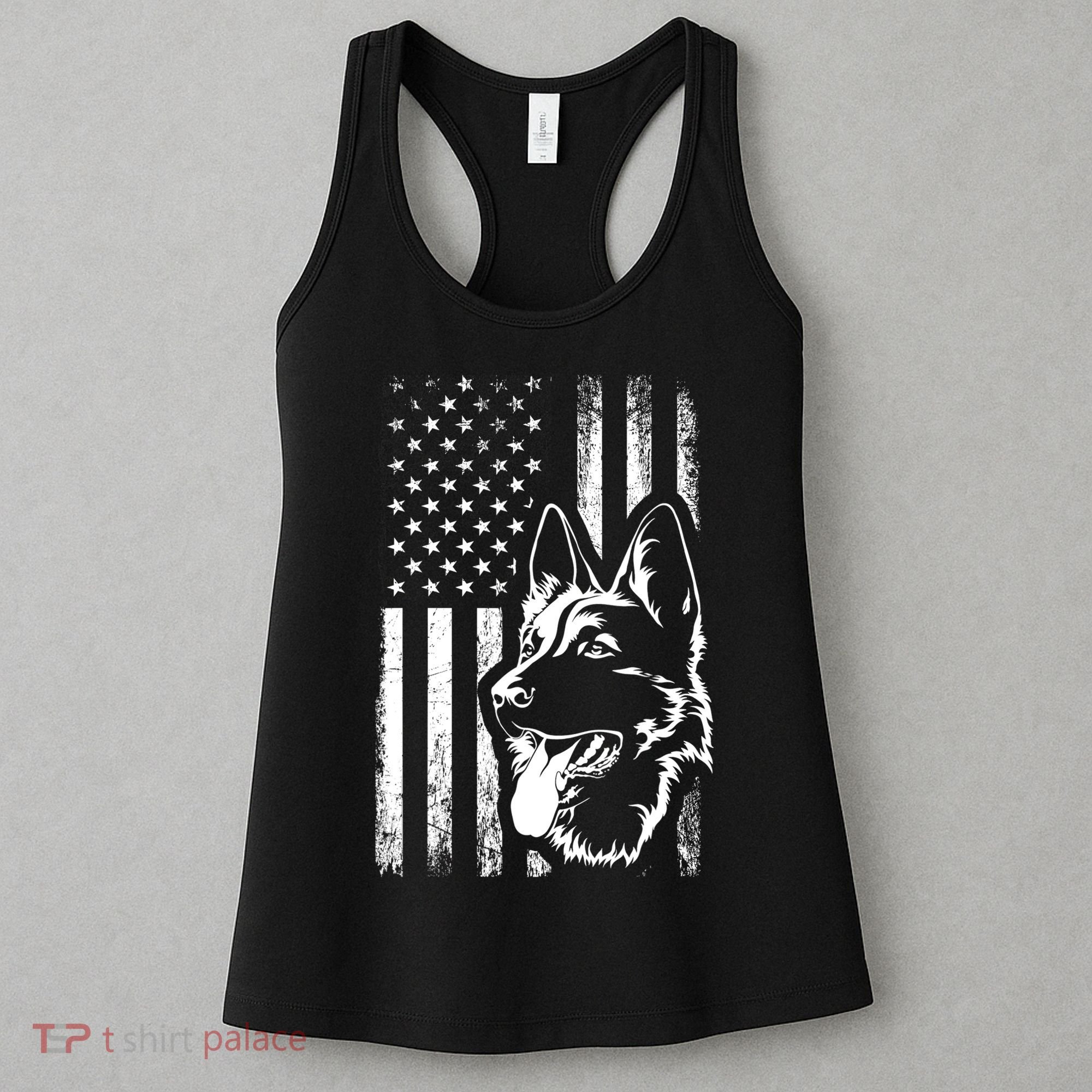 Patriotic German Shepherd AMERICAN FLAG Dog Lover Gift TShirt Women's Tank Top