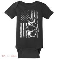 Patriotic German Shepherd AMERICAN FLAG Dog Lover Gift TShirt Baby Bodysuit thumb 0