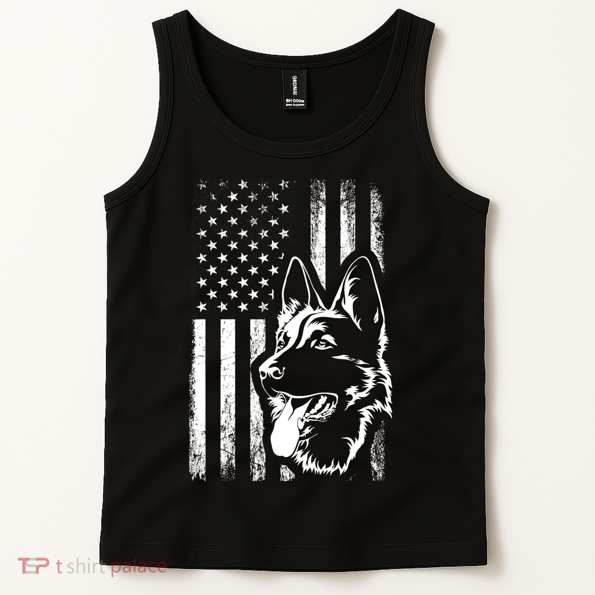 Patriotic German Shepherd AMERICAN FLAG Dog Lover Gift TShirt Tank Top