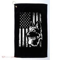 Patriotic German Shepherd AMERICAN FLAG Dog Lover Gift TShirt Golf Towel thumb 0