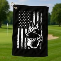 Patriotic German Shepherd AMERICAN FLAG Dog Lover Gift TShirt Golf Towel thumb 1
