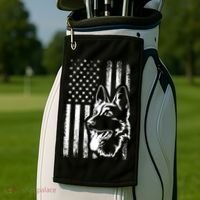 Patriotic German Shepherd AMERICAN FLAG Dog Lover Gift TShirt Golf Towel thumb 2